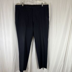 Jos A Bank Tailored Fit Pants Men's 38L Navy Blue 100% Wool Flat Front Pockets